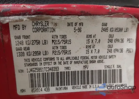 1996 Jeep Grand Cherokee Laredo z USA, uszkodzony, nr VIN 1J4GZ58S1TC348393